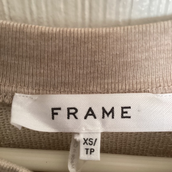 $188 Frame Heathered Oatmeal Twist Front Crew Neck Cotton Sweater XS - Picture 5 of 9